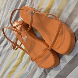 Orange Minimalist Sandals with Ankle Strap🍒
